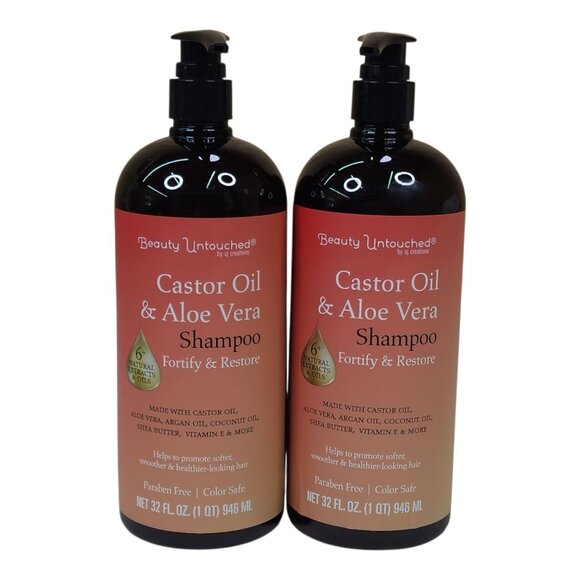 Beauty Untouched 2 pk Castor Oil & Aloe Vera Shampoo Jumbo Fortify & Restore - Picture 5 of 5